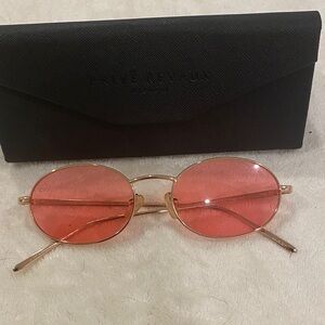 Privé Revaux Women’s pink Oval Sunglasses with Gold Frame